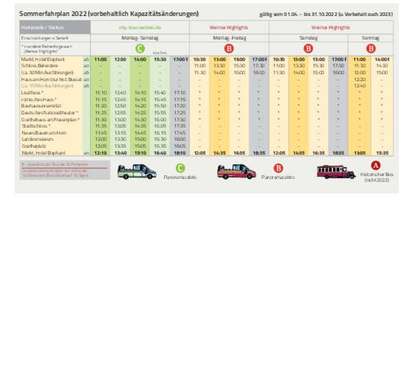 Fahrplan | Citytour Weimar